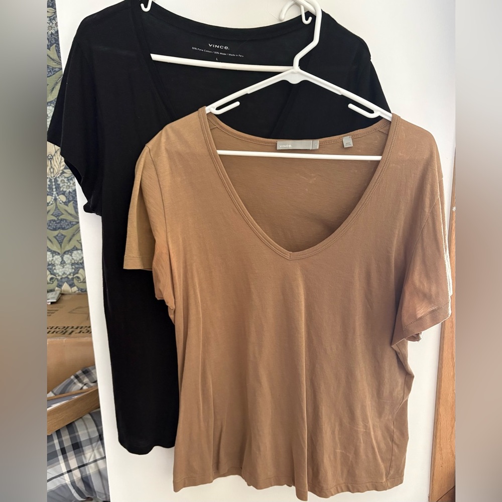 Lot of 2 Vince brand t-shirts. EUC. Black and brown.